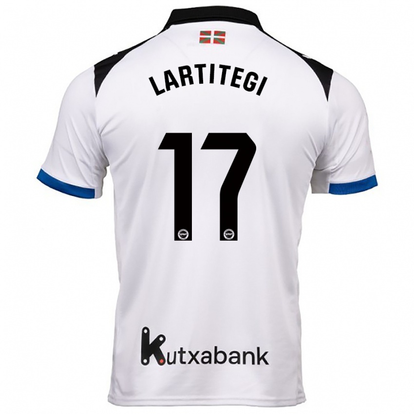 ילדים Julen Lartitegi #17 לבן כחול הרחק ג'רזי 2025/26 חולצה קצרה