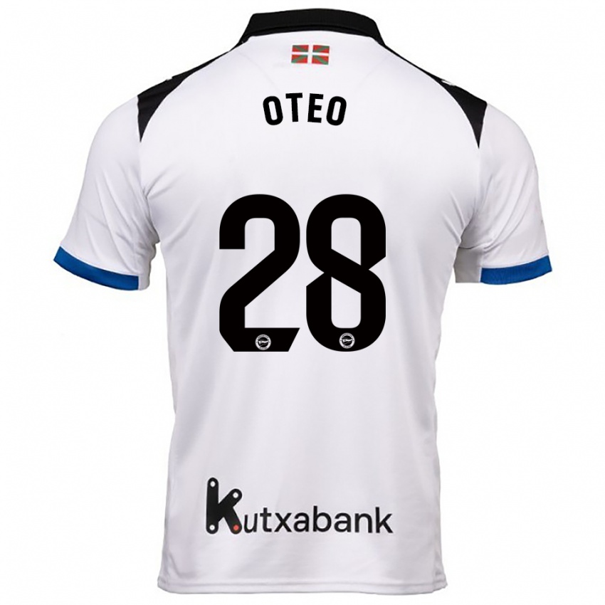 ילדים Iñigo Oteo #28 לבן כחול הרחק ג'רזי 2025/26 חולצה קצרה