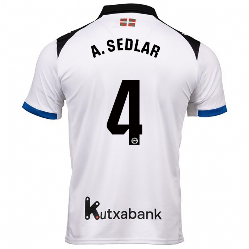 ילדים אלכסנדר סדלר #4 לבן כחול הרחק ג'רזי 2025/26 חולצה קצרה