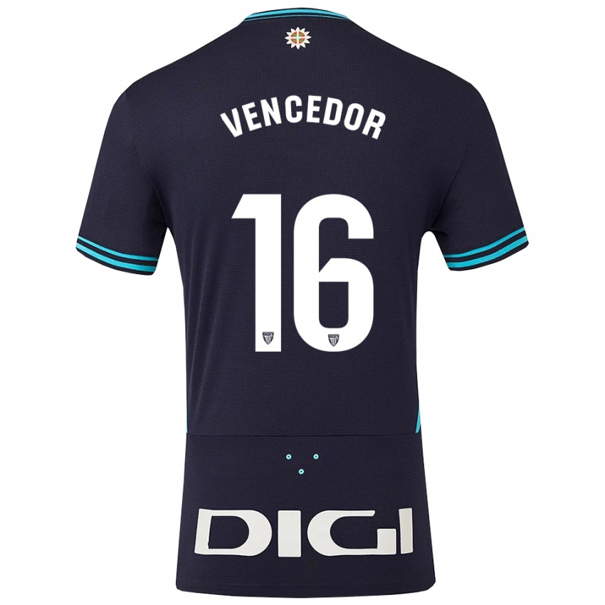 ילדים Unai Vencedor #16 כחול נייבי תכלת הרחק ג'רזי 2025/26 חולצה קצרה
