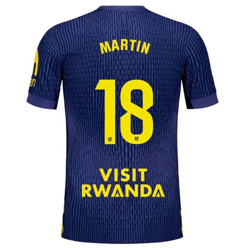 ילדים קרלוס מרטין #18 כחול נייבי צהוב הרחק ג'רזי 2025/26 חולצה קצרה