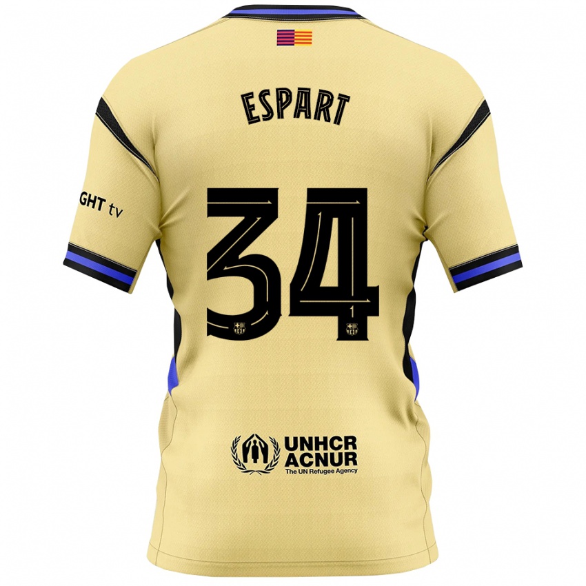 ילדים Xavi Espart #34 צהוב שחור הרחק ג'רזי 2025/26 חולצה קצרה
