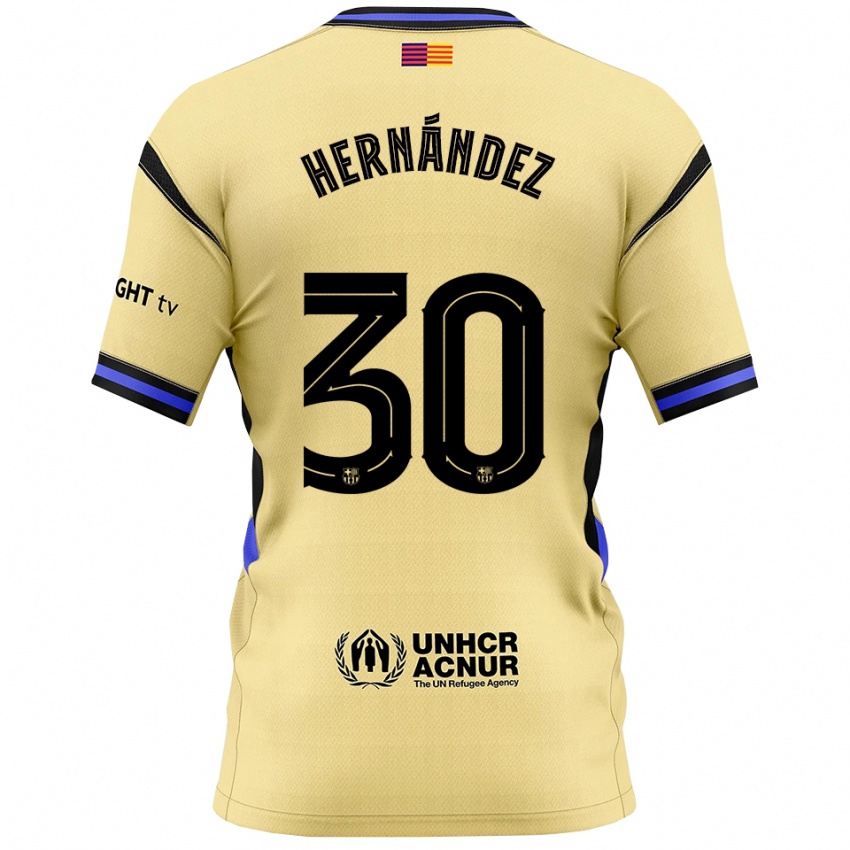 ילדים חואן הרננדס #30 צהוב שחור הרחק ג'רזי 2025/26 חולצה קצרה