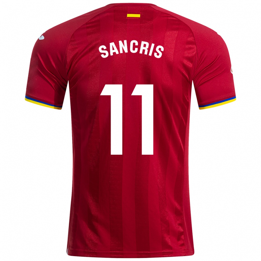 ילדים Álex Sancris #11 אדום צהוב כחול הרחק ג'רזי 2025/26 חולצה קצרה