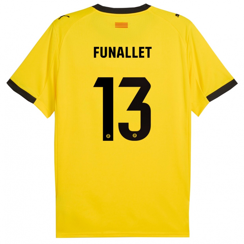 ילדים Pau Funallet #13 צהוב שחור הרחק ג'רזי 2025/26 חולצה קצרה