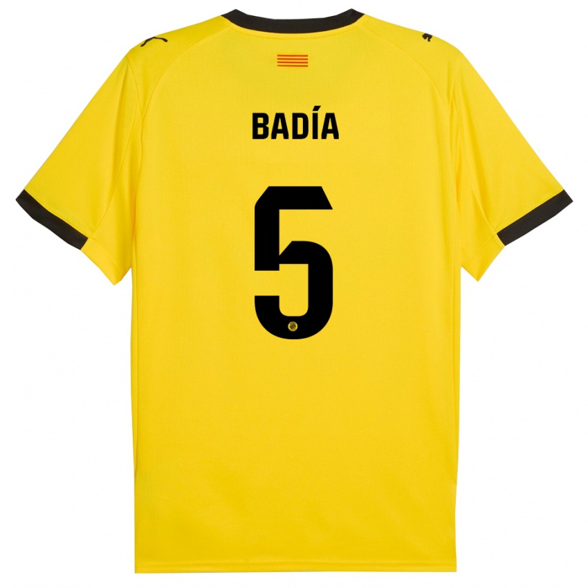 ילדים Guillem Badía #5 צהוב שחור הרחק ג'רזי 2025/26 חולצה קצרה