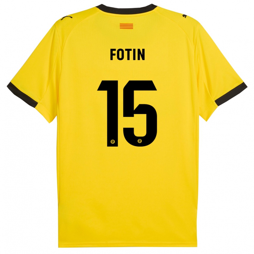 ילדים Rareș Fotin #15 צהוב שחור הרחק ג'רזי 2025/26 חולצה קצרה