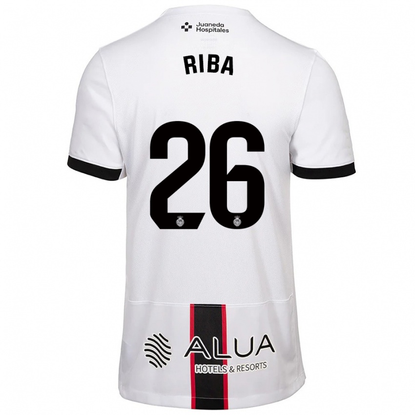 ילדים Cesc Riba #26 לבן שחור הרחק ג'רזי 2025/26 חולצה קצרה