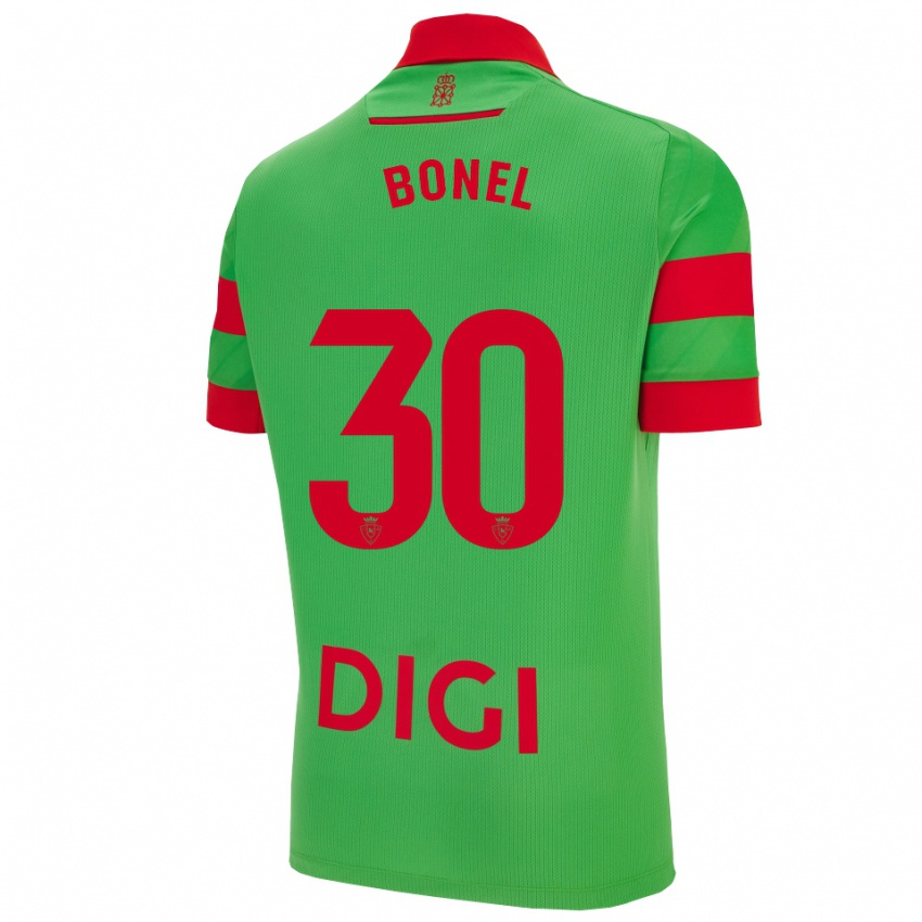 ילדים Asier Bonel #30 ירוק אדום הרחק ג'רזי 2025/26 חולצה קצרה