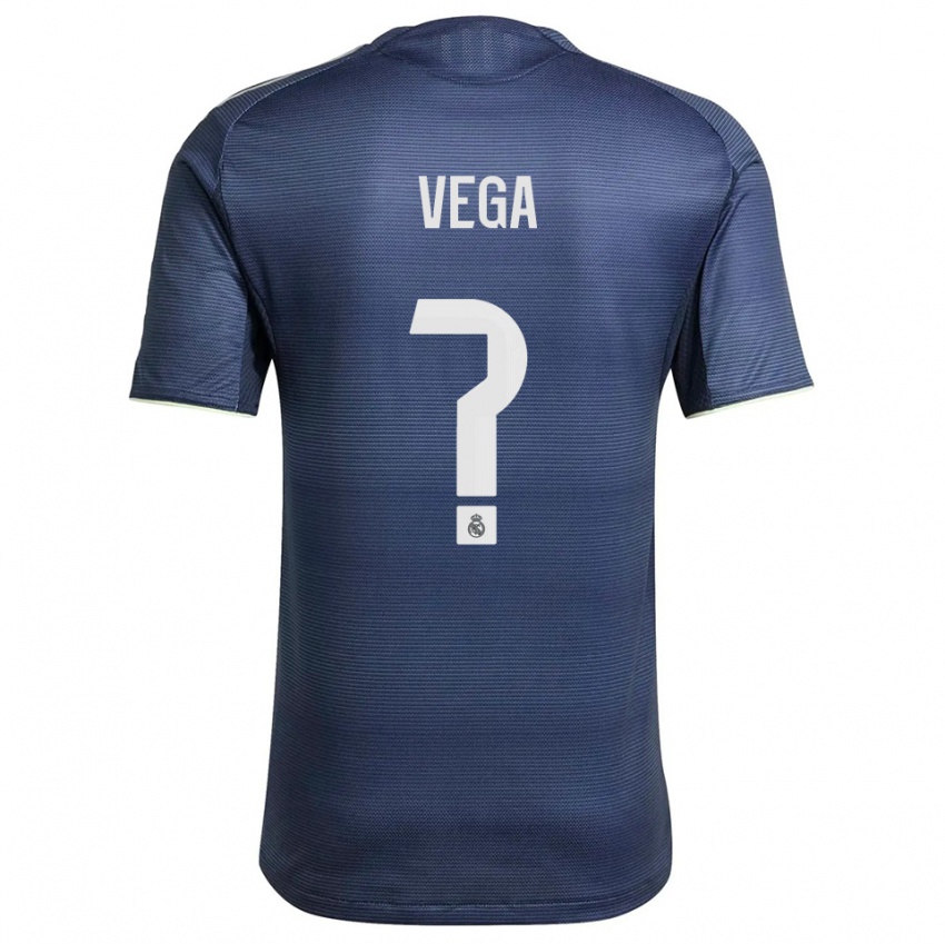 ילדים Álvaro Vega #0 כחול נייבי כסוף הרחק ג'רזי 2025/26 חולצה קצרה