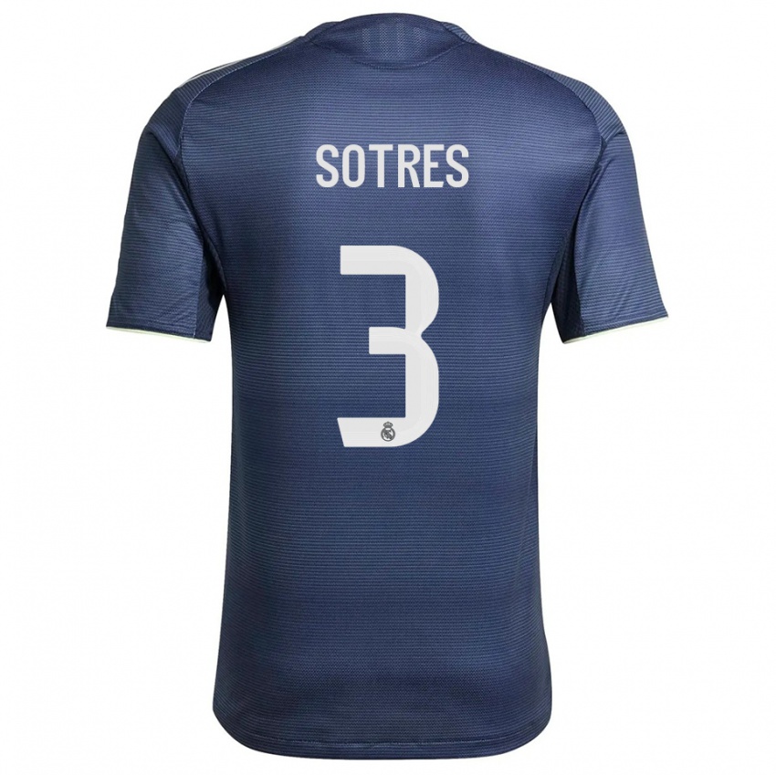 ילדים Alfredo Sotres #3 כחול נייבי כסוף הרחק ג'רזי 2025/26 חולצה קצרה