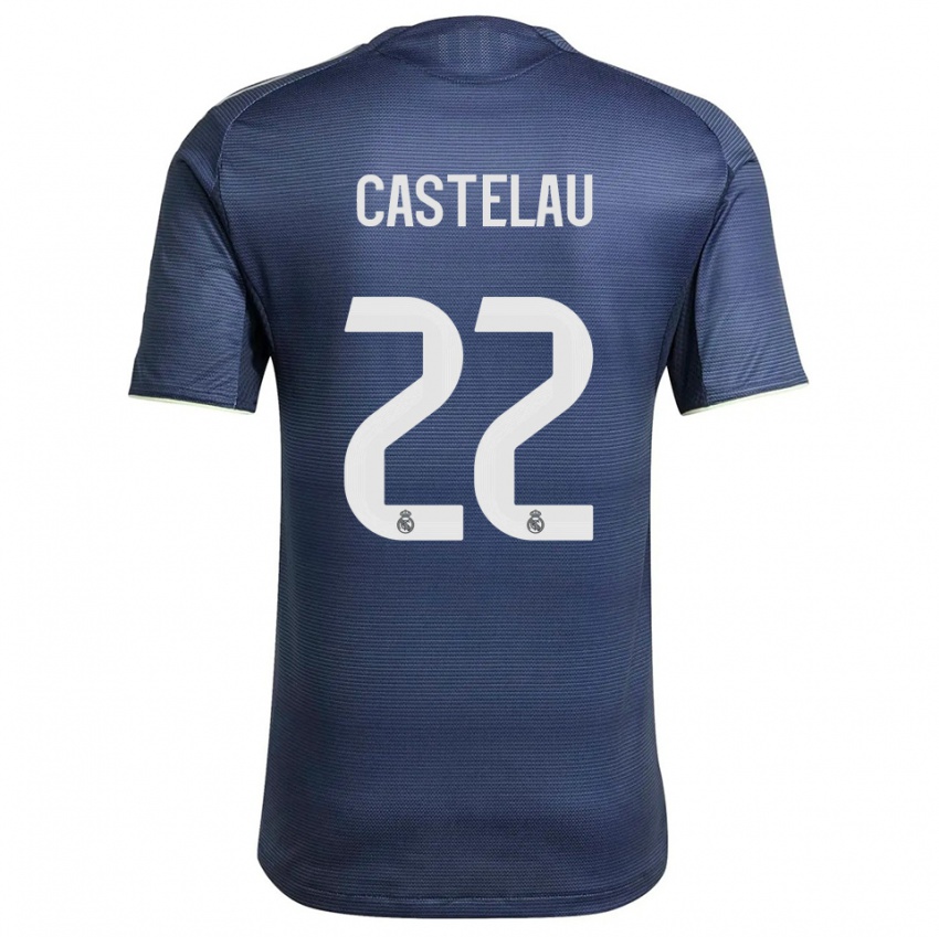 ילדים Alber Castelau #22 כחול נייבי כסוף הרחק ג'רזי 2025/26 חולצה קצרה