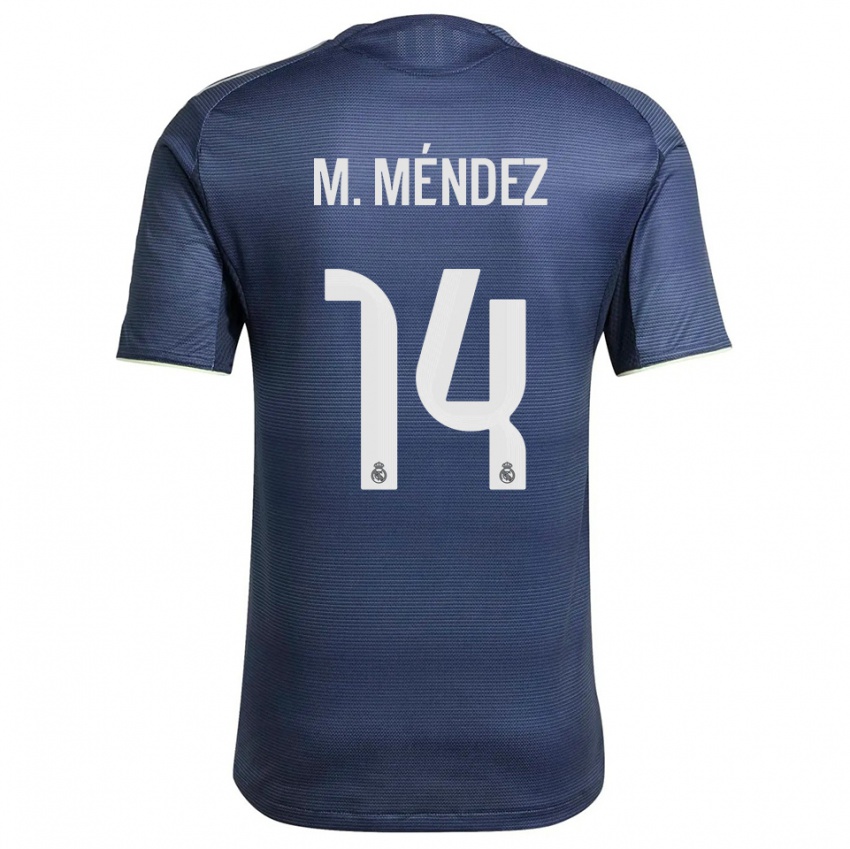 ילדים מריה מנדס #14 כחול נייבי כסוף הרחק ג'רזי 2025/26 חולצה קצרה