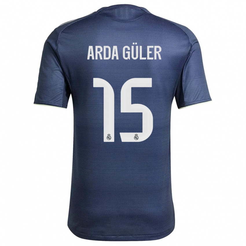 ילדים ארדה גולר #15 כחול נייבי כסוף הרחק ג'רזי 2025/26 חולצה קצרה
