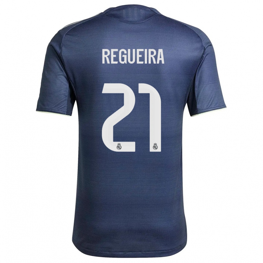 ילדים Izan Regueira #21 כחול נייבי כסוף הרחק ג'רזי 2025/26 חולצה קצרה