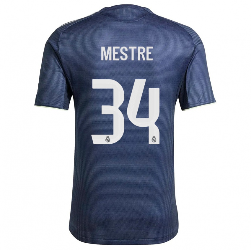 ילדים סרג׳יו מסטרה סאנצ׳ס #34 כחול נייבי כסוף הרחק ג'רזי 2025/26 חולצה קצרה