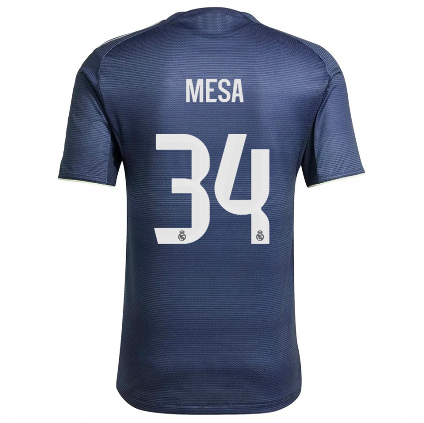 ילדים Óscar Mesa #34 כחול נייבי כסוף הרחק ג'רזי 2025/26 חולצה קצרה