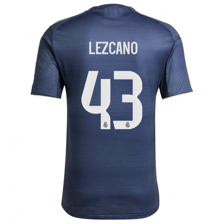 ילדים Álvaro Lezcano #43 כחול נייבי כסוף הרחק ג'רזי 2025/26 חולצה קצרה