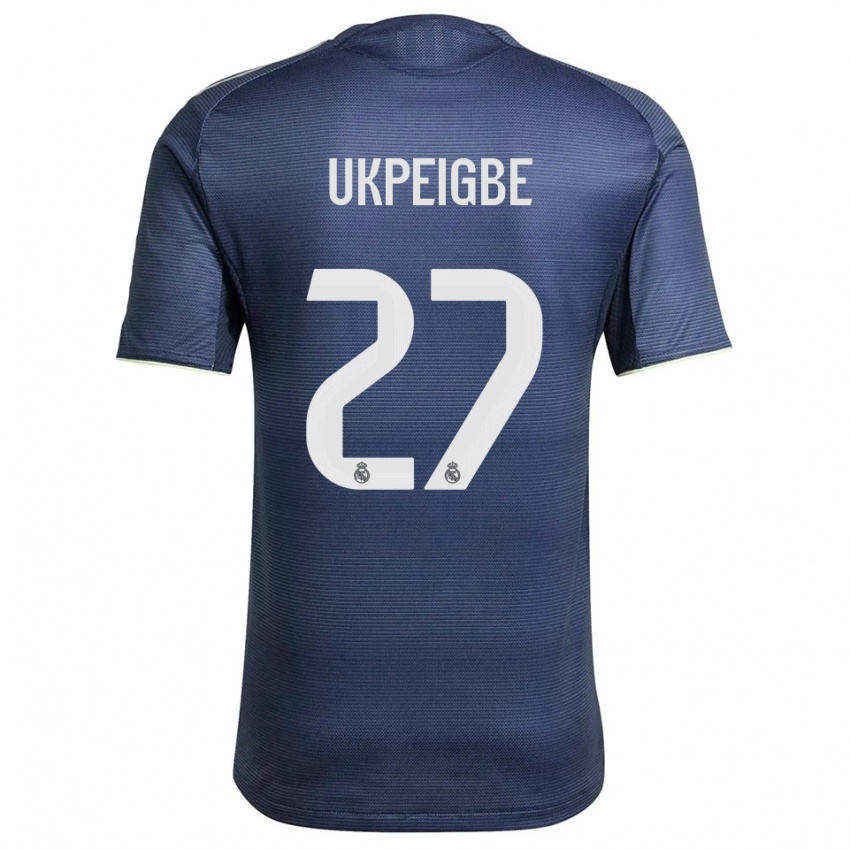 ילדים Melvin Ukpeigbe #27 כחול נייבי כסוף הרחק ג'רזי 2025/26 חולצה קצרה