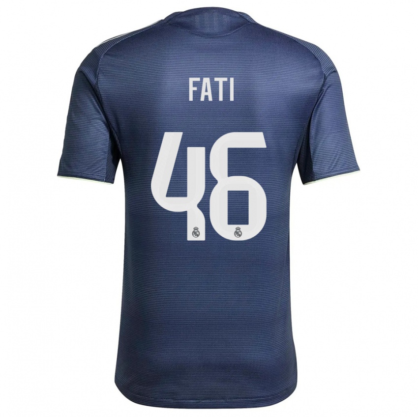 ילדים Lamini Fati #46 כחול נייבי כסוף הרחק ג'רזי 2025/26 חולצה קצרה