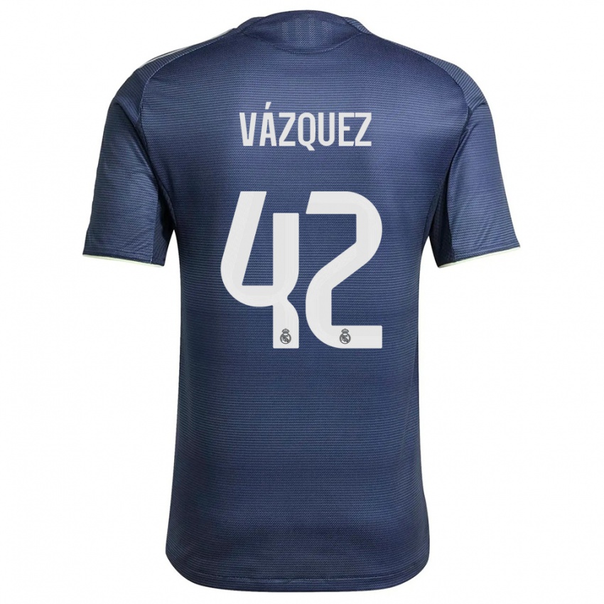 ילדים Erik Vázquez #42 כחול נייבי כסוף הרחק ג'רזי 2025/26 חולצה קצרה