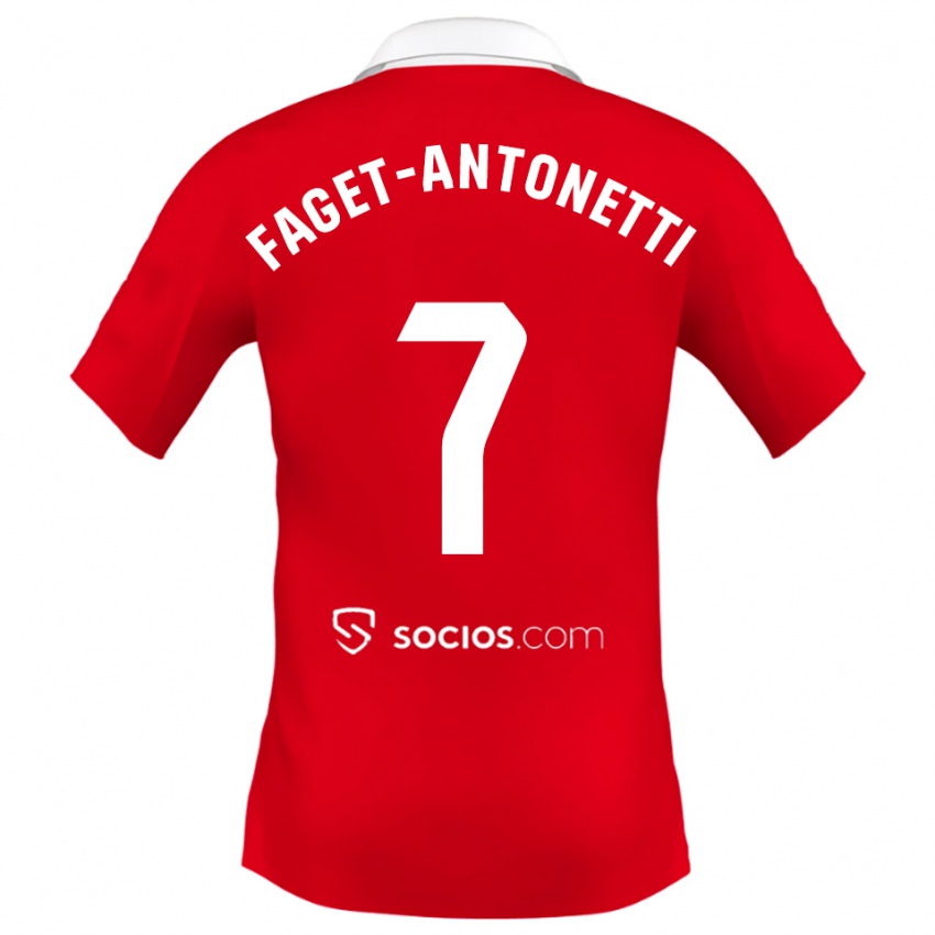 ילדים Roméo Faget-Antonetti #7 אדום לבן אפור הרחק ג'רזי 2025/26 חולצה קצרה