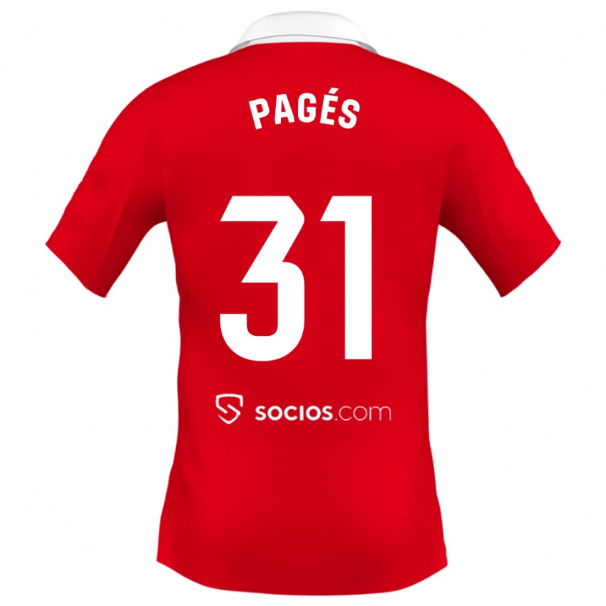 ילדים Lukas Pagés #31 אדום לבן אפור הרחק ג'רזי 2025/26 חולצה קצרה