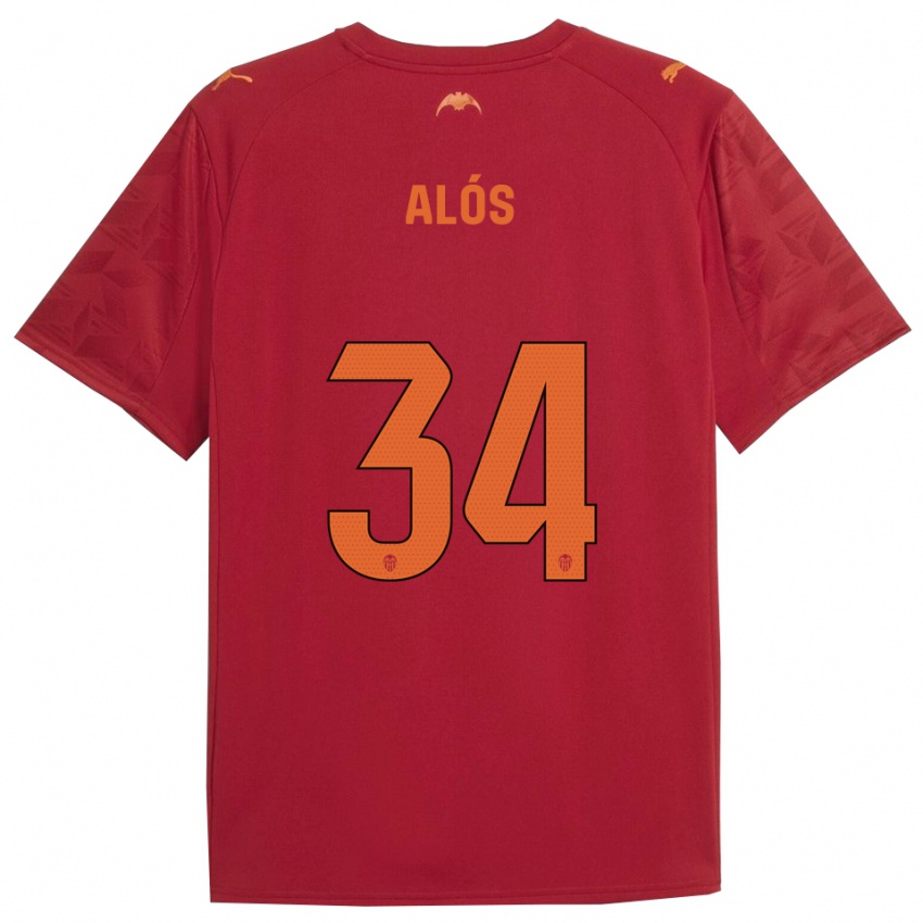 ילדים קרלוס עלוס #34 אדום כתום הרחק ג'רזי 2025/26 חולצה קצרה