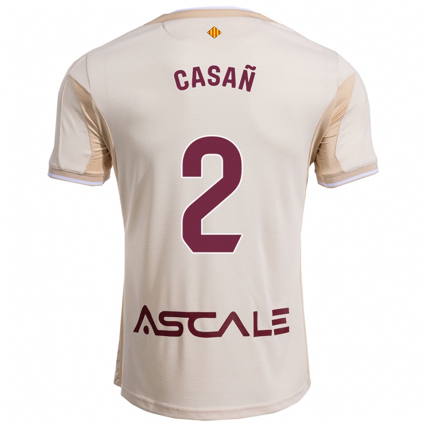ילדים Jorge Casañ #2 לבן שמנת בורדו הרחק ג'רזי 2025/26 חולצה קצרה