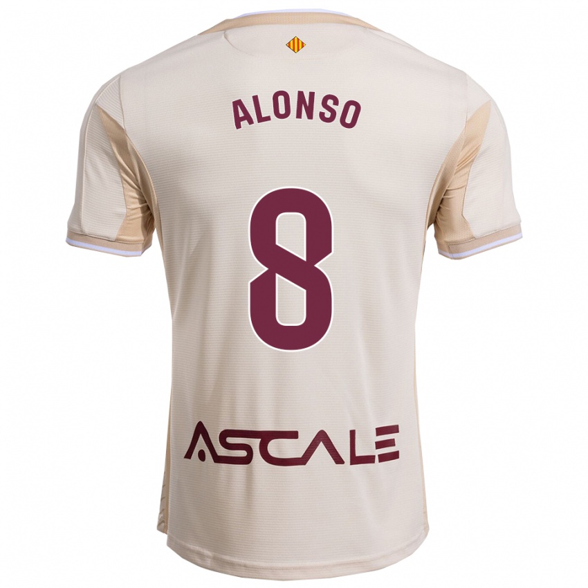 ילדים Rodri Alonso #8 לבן שמנת בורדו הרחק ג'רזי 2025/26 חולצה קצרה