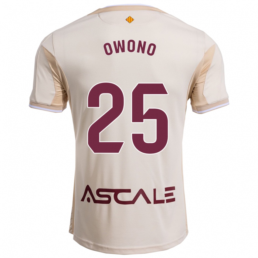 ילדים Roberto Owono #25 לבן שמנת בורדו הרחק ג'רזי 2025/26 חולצה קצרה