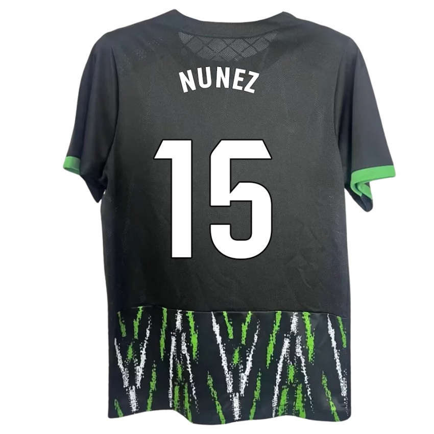 ילדים אלברו נונייס קובו #15 שחור ירוק הרחק ג'רזי 2025/26 חולצה קצרה