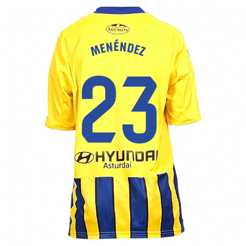 ילדים Diego Menéndez #23 צהוב כחול הרחק ג'רזי 2025/26 חולצה קצרה