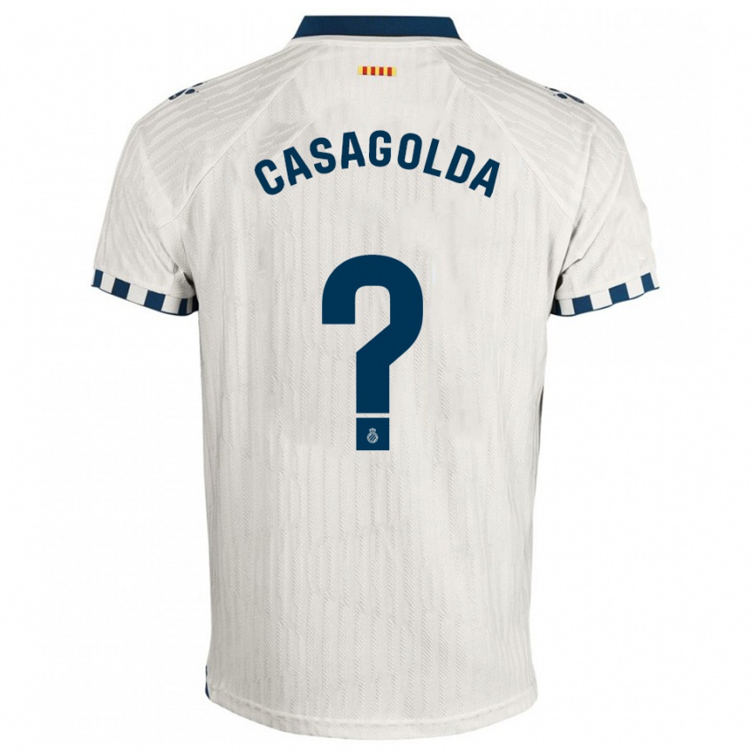 ילדים Pau Casagolda #0 לבן כחול הרחק ג'רזי 2025/26 חולצה קצרה