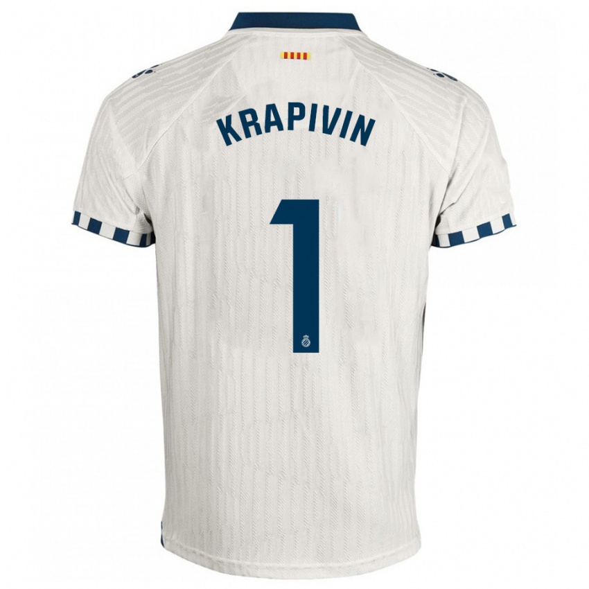 ילדים Yegor Krapivin #1 לבן כחול הרחק ג'רזי 2025/26 חולצה קצרה