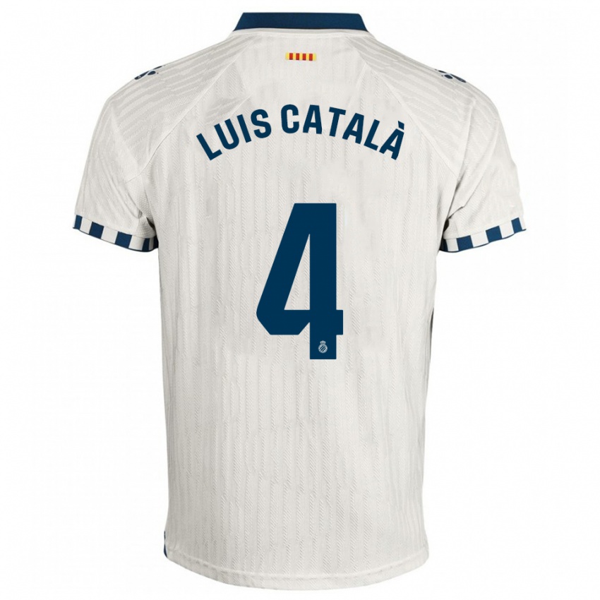 ילדים José Luis Català #4 לבן כחול הרחק ג'רזי 2025/26 חולצה קצרה