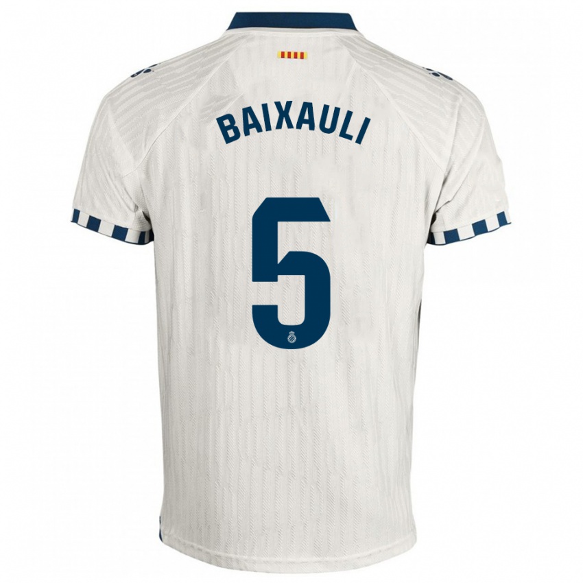 ילדים Iker Baixauli #5 לבן כחול הרחק ג'רזי 2025/26 חולצה קצרה