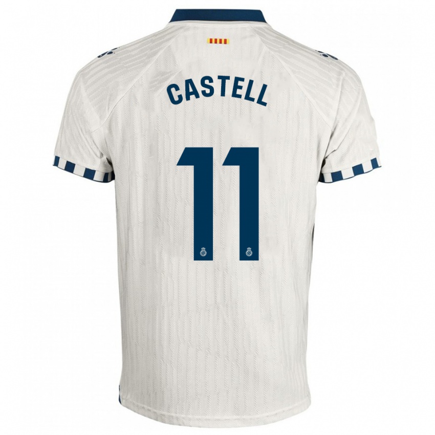 ילדים Lluc Castell #11 לבן כחול הרחק ג'רזי 2025/26 חולצה קצרה