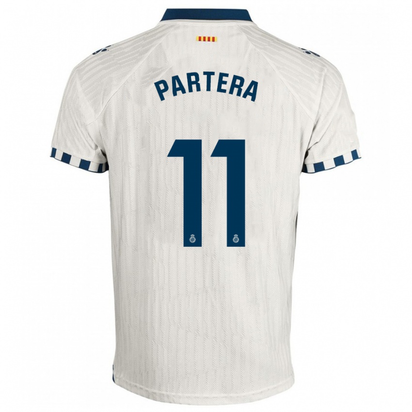 ילדים Álex Partera #11 לבן כחול הרחק ג'רזי 2025/26 חולצה קצרה