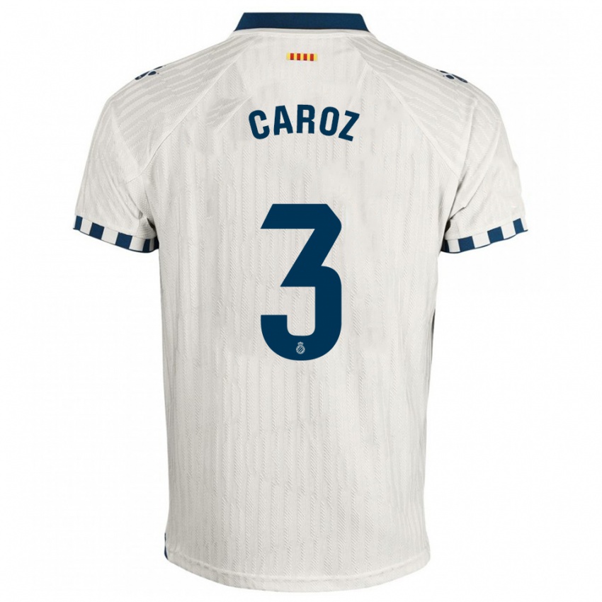 ילדים Hugo Caroz #3 לבן כחול הרחק ג'רזי 2025/26 חולצה קצרה