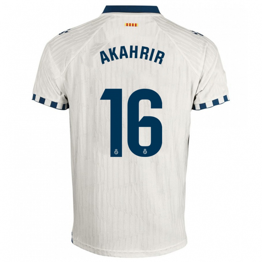 ילדים Mohamed Akahrir #16 לבן כחול הרחק ג'רזי 2025/26 חולצה קצרה