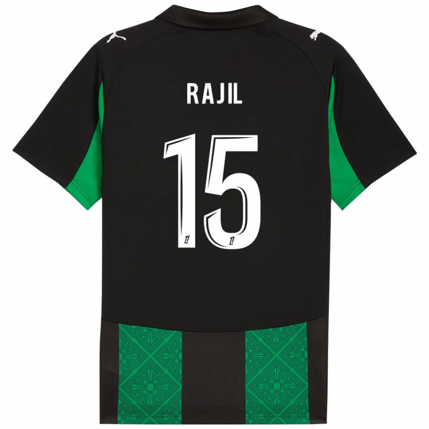 ילדים Jibril Rajil #15 שחור ירוק הרחק ג'רזי 2025/26 חולצה קצרה