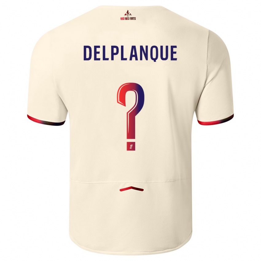 ילדים Gaël Delplanque #0 לבן שמנת אדום הרחק ג'רזי 2025/26 חולצה קצרה