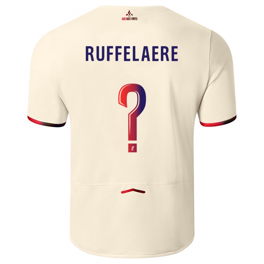 ילדים Perrine Ruffelaere #0 לבן שמנת אדום הרחק ג'רזי 2025/26 חולצה קצרה