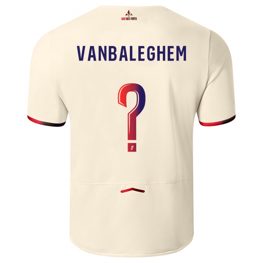 ילדים Valentin Vanbaleghem #0 לבן שמנת אדום הרחק ג'רזי 2025/26 חולצה קצרה