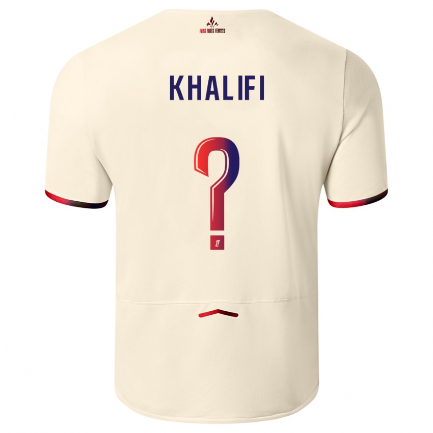 ילדים Yassine Khalifi #0 לבן שמנת אדום הרחק ג'רזי 2025/26 חולצה קצרה