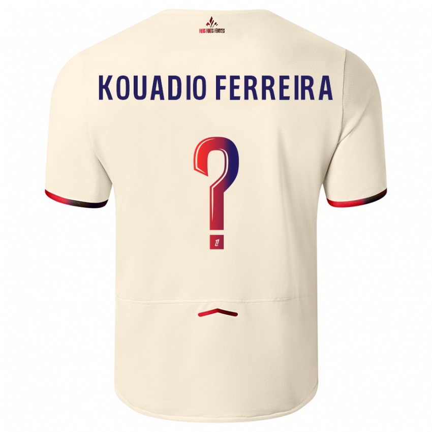 ילדים Wilfrid Kouadio Ferreira #0 לבן שמנת אדום הרחק ג'רזי 2025/26 חולצה קצרה