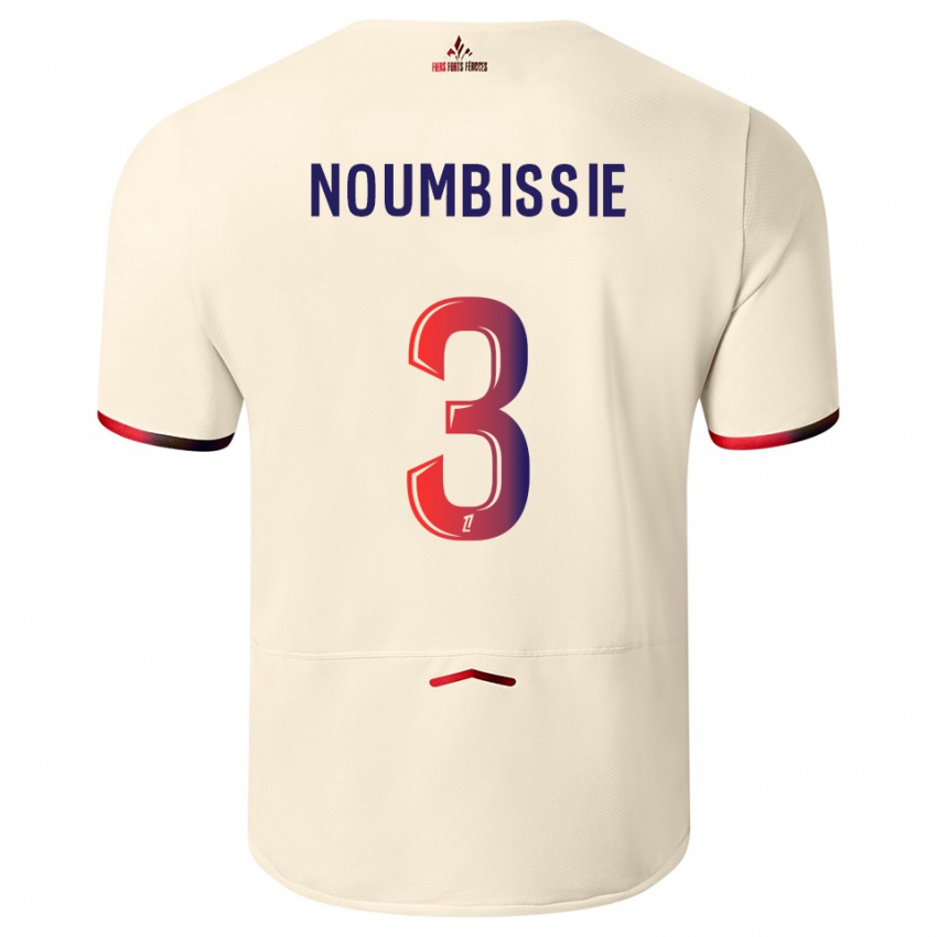 ילדים Stéphane Noumbissie #3 לבן שמנת אדום הרחק ג'רזי 2025/26 חולצה קצרה