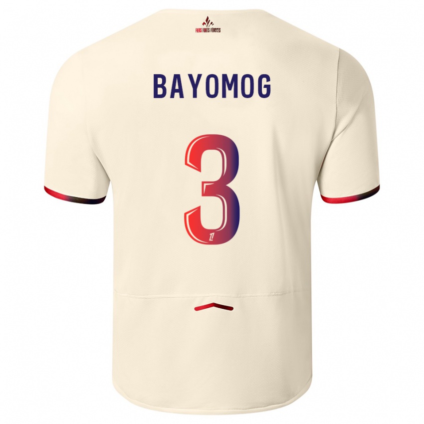 ילדים Hugo Bayomog #3 לבן שמנת אדום הרחק ג'רזי 2025/26 חולצה קצרה