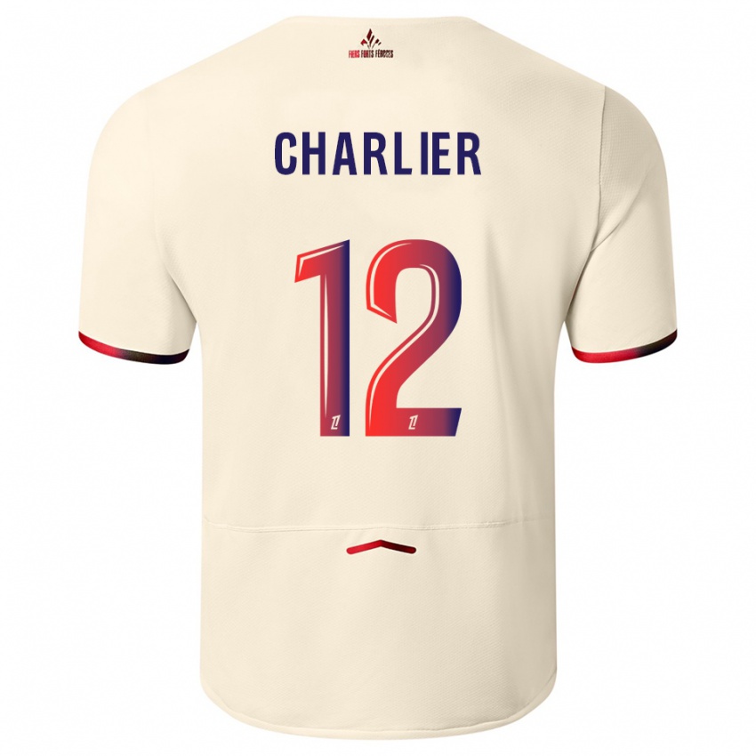 ילדים Amaury Charlier #12 לבן שמנת אדום הרחק ג'רזי 2025/26 חולצה קצרה